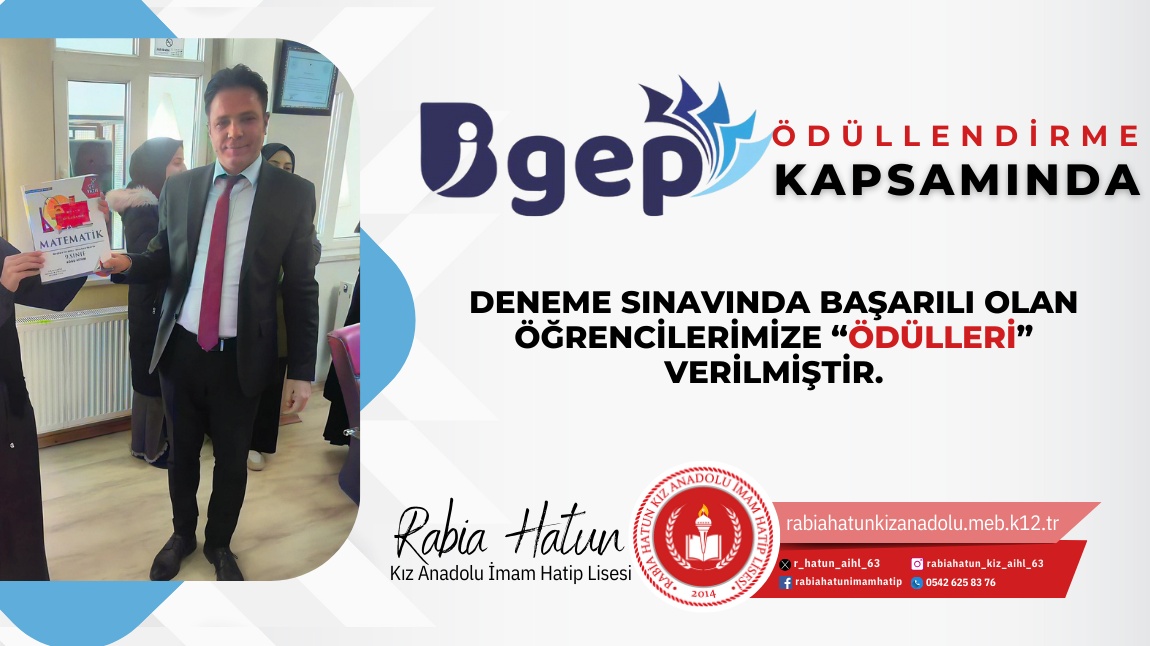 BİGEP Kapsamında okulumuzda deneme sınavında dereceye giren öğrencilerimize ödülleri verildi!